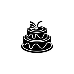 Black and White Tiered Cake Icon - Minimalist, Festive Celebration