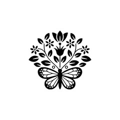Elegant Butterfly & Floral Logo Design - Vector Illustration