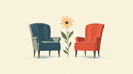 Cozy chairs with flower design for home or office decor inspiration