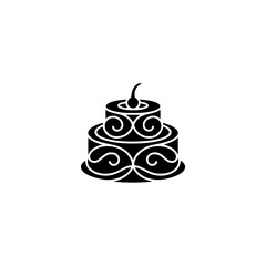 Minimalist Black and White Cake Icon, Elegant, Modern, Vector Graphics