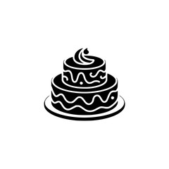Elegant Black & White Cake Icon: Minimalist Dessert Design