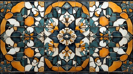 Ornamental Floral Pattern Art Tile Design, Repeating Decorative Motif, Geometric Background for Decorative Design.