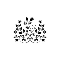 Elegant Floral Silhouette: Black & White Botanical Design