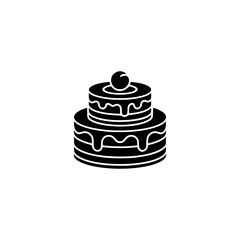 Minimalist Black and White Cake Icon: Celebration, Bakery, Dessert.