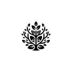 Elegant Black Tree Logo on White Background, Minimalist Design