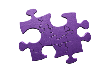 Textured purple puzzle piece with a matte surface stands out visually