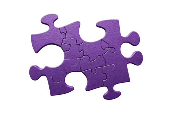 Textured purple puzzle piece with a matte surface stands out visually