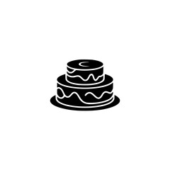 Minimalist Two-Tier Cake Icon - Black and White Vector Illustration