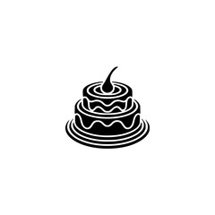 Black & White Cake Icon: Minimalist Celebration Graphic