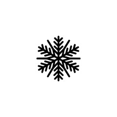 Minimalist Black Snowflake Icon on White Background