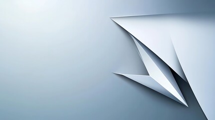 Geometric Abstract Composition Featuring Layered White and Blue Elements