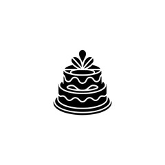 Minimalist Cake Icon: Black & White, Celebration Design Element