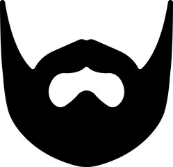 Beards Black silhouette icon in flat. Symbol of man beard isolated on transparent background