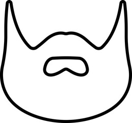 Beards Black silhouette icon in line. Symbol of man beard isolated on transparent background