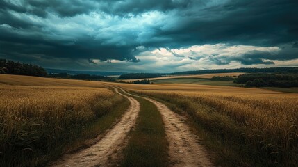 Naklejka premium Path through a field in HD 8K wallpaper
