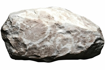 Realistic Image of a White and Grey Rock Isolated on White Background