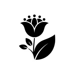 Fototapeta premium Minimalist Black Flower Icon, Botanical, Elegant Design Element