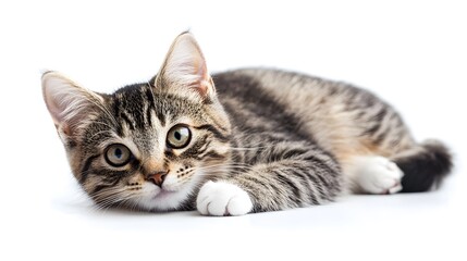 Obraz premium Professional Image of Domestic Cat on Clean White Background for Creative Projects