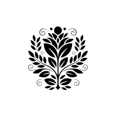 Elegant Black and White Floral Ornament, Vector Design