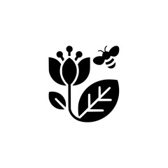 Black and White Floral Logo with Bee: Eco-Friendly Design