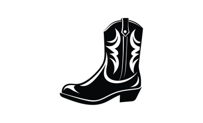 Cowboy boot side view silhouette, Cowboy Boot silhouette vector, Cowboy boot icon vector illustration 
