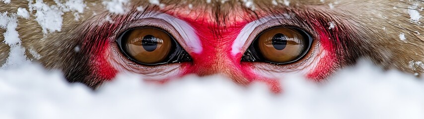 Snow Monkey Eye in Winter