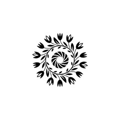 Obraz premium Elegant Black Floral Swirl Design on White Background