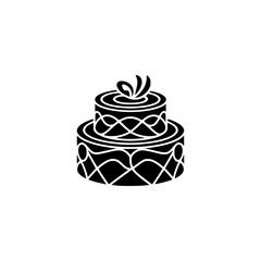 Elegant Black and White Wedding Cake Icon