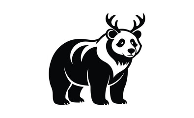 Panda moose wearing glasses silhouette, panda Moose wearing sunglass black silhouette, panda icon illustration 
