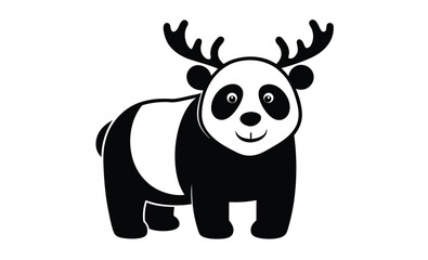 Panda moose wearing glasses silhouette, panda Moose wearing sunglass black silhouette, panda icon illustration 