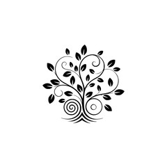 Elegant Black Silhouette Tree Design on White Background