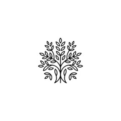 Elegant Minimalist Tree Logo: Black Outline, White Background
