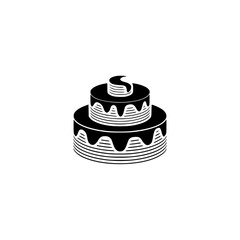 Minimalist Two-Tier Cake Icon - Black & White, Celebration, Bakery