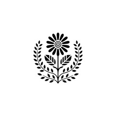 Minimalist Floral Emblem, Black and White Design, Clean & Classic