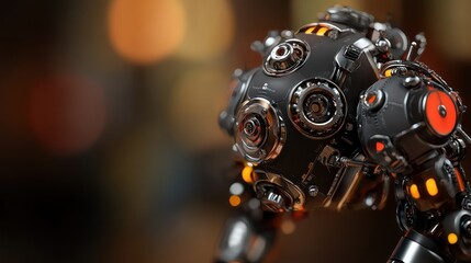 Fototapeta premium Close-up of a futuristic robotic design showcasing intricate mechanical details and glowing elements