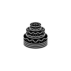 Minimalist Black Cake Icon on Cream Background