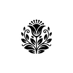 Elegant Black Floral Emblem on White Background