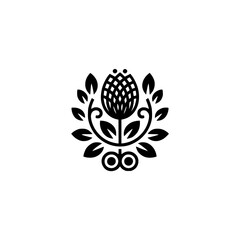 Minimalist Floral Emblem: Black and White Botanical Logo