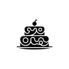 Black & White Vector Cake Icon, Minimalist Design for Celebrations