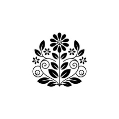 Elegant Black Floral Ornament on White Background