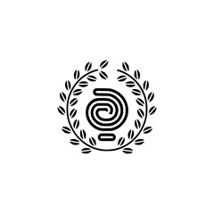 Minimalist Laurel Wreath Logo with Spiral Design