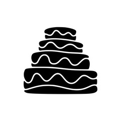 Minimalist Black & White Tiered Cake Icon, Celebration Concept