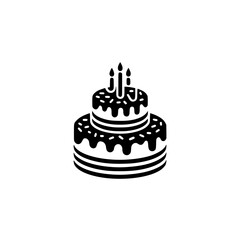 Minimalist Birthday Cake Icon with Candles