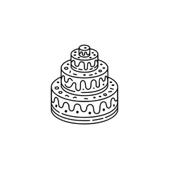 Minimalist Line Art Cake Illustration for Celebrations