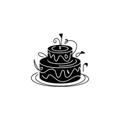 Black and White Cake Illustration - Celebration Design