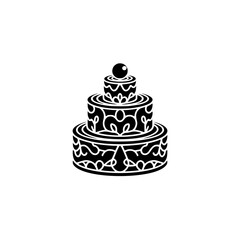 Elegant Black and White Tiered Cake Icon