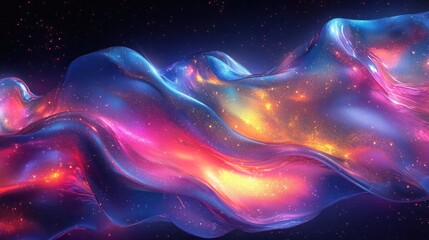 Obraz premium Abstract Liquid Waves in Cosmic Night Sky