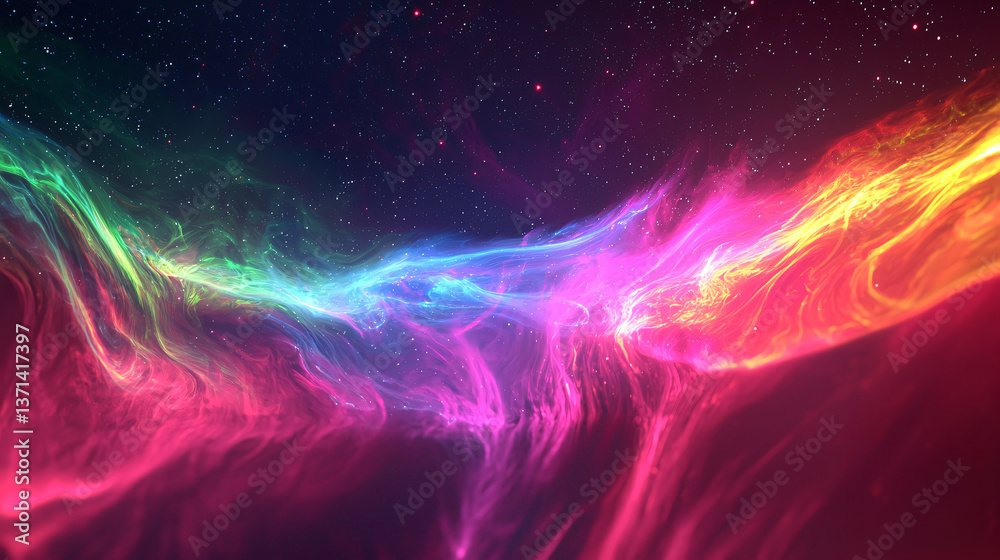 Wall mural mesmerizing colorful nebula featuring repeated patterns and ethereal hues capturing the imagination 