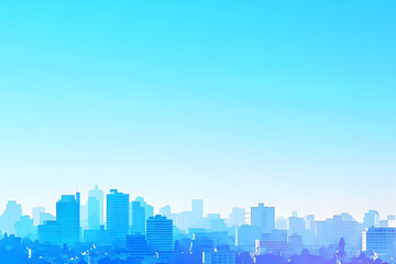Abstract Cityscape Illustration Depicting Buildings Under a Blue Sky