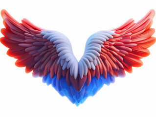Fototapeta premium Abstract 3D Rendering of Wings with Red White and Blue Feathers